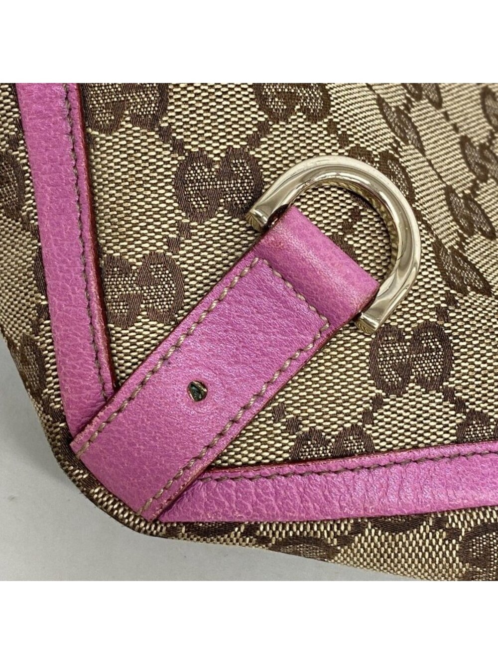Gucci Tote GG Canvas Abbey Brown Purple Champagne Gold - Picture 6 of 10